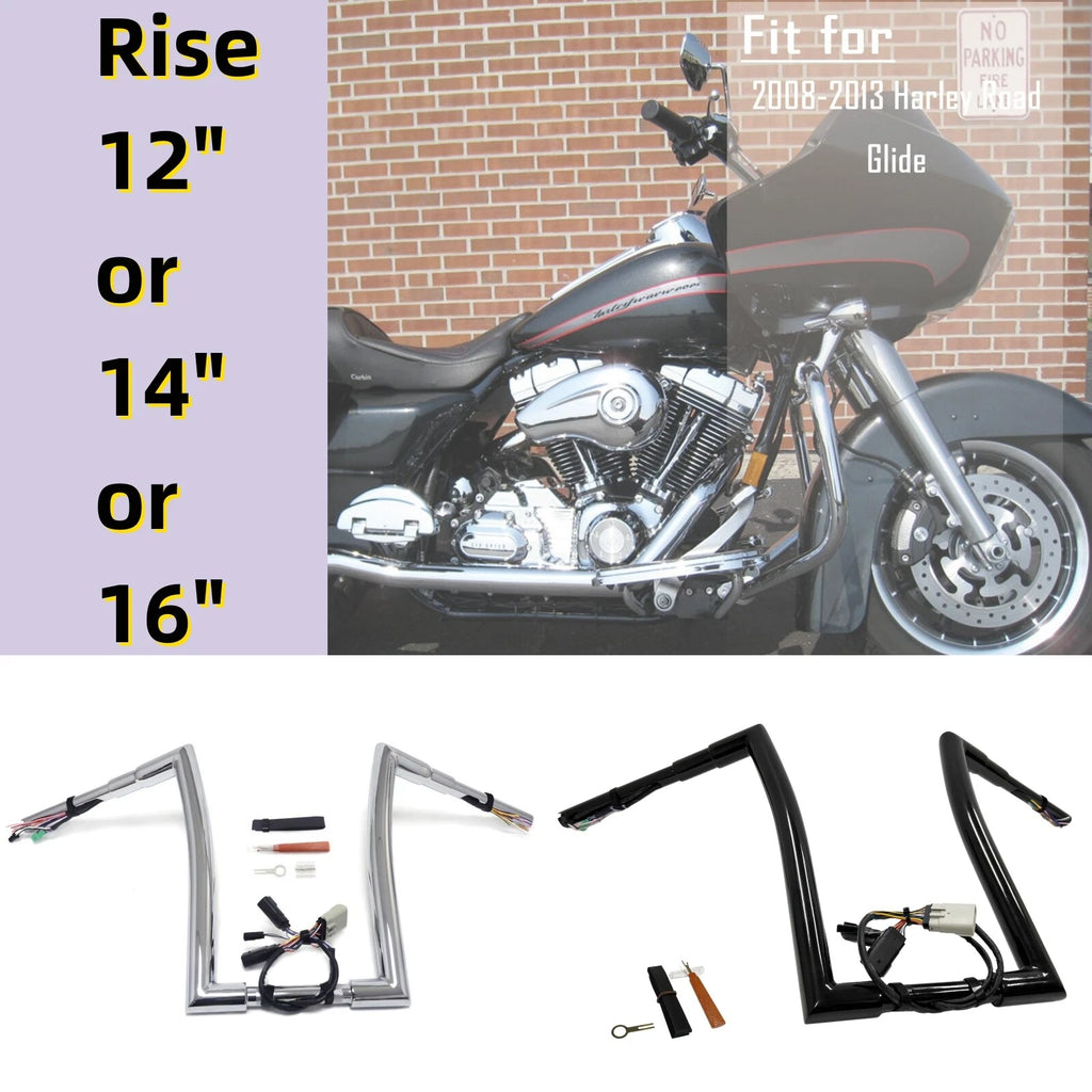 Pre-wired 12" 14" 16" Handlebar 1.5" for Harley Road Glide (2008–2013)