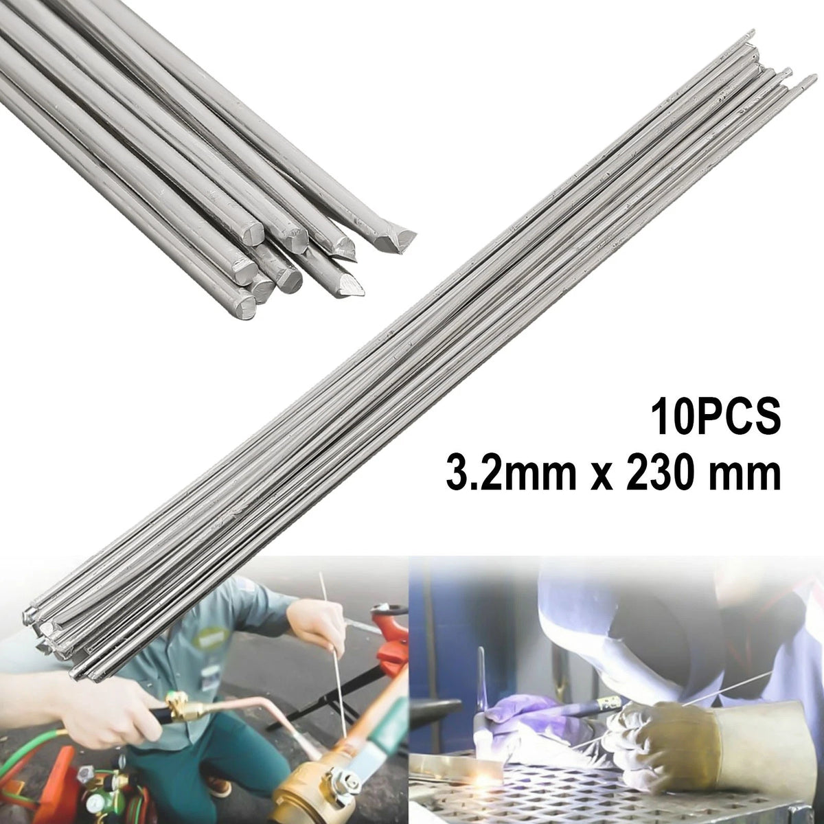 Set of 10 Low Temperature Aluminium Welding Rods 3.2x230mm