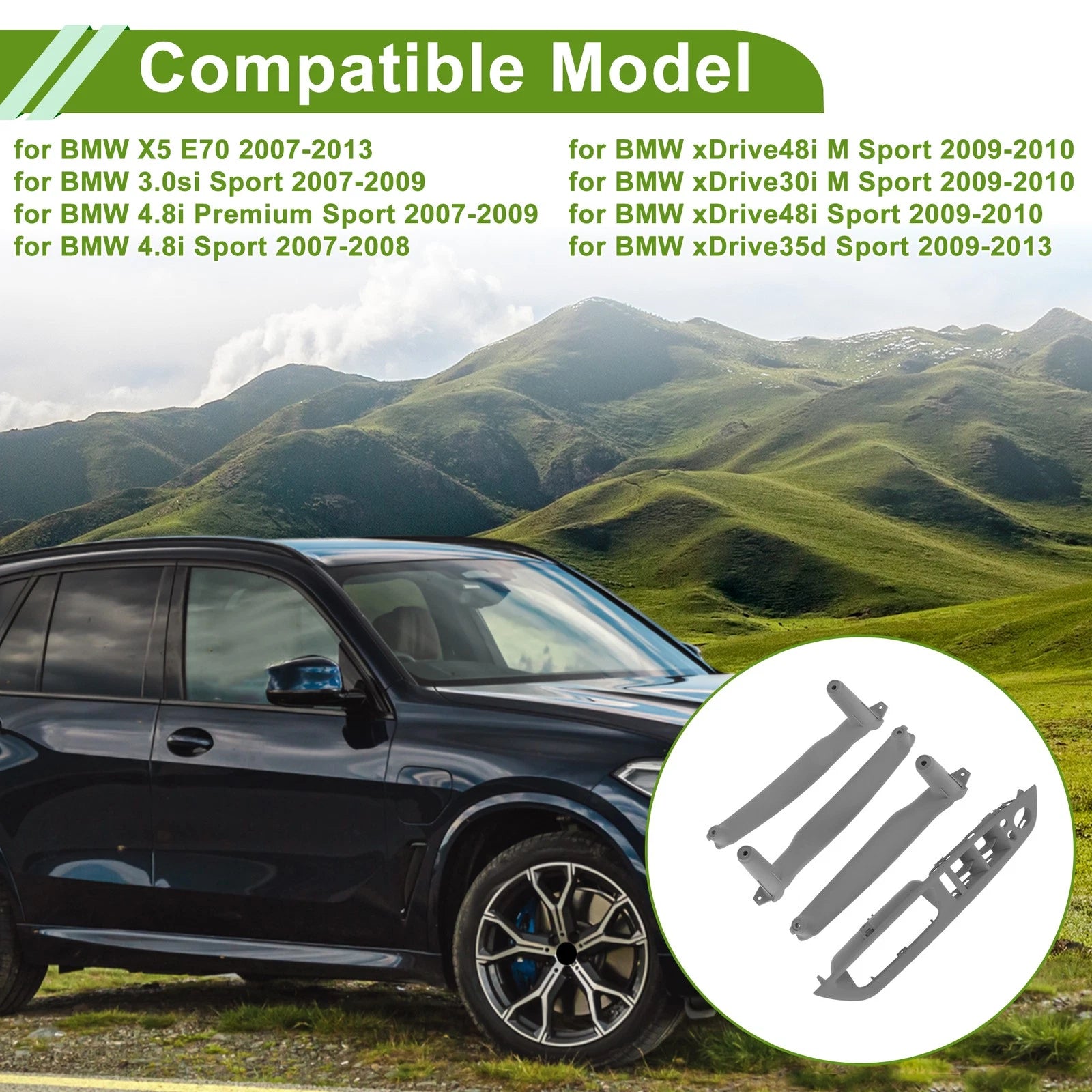 Door Panel Handle Pull Trim Cover Replacement for BMW X5 E70 (2007–2013)