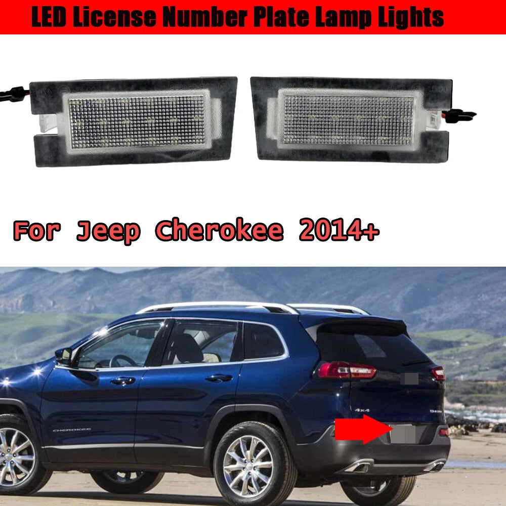 2X White SMD LED License Plate Lights for Jeep Cherokee (2014–Present)