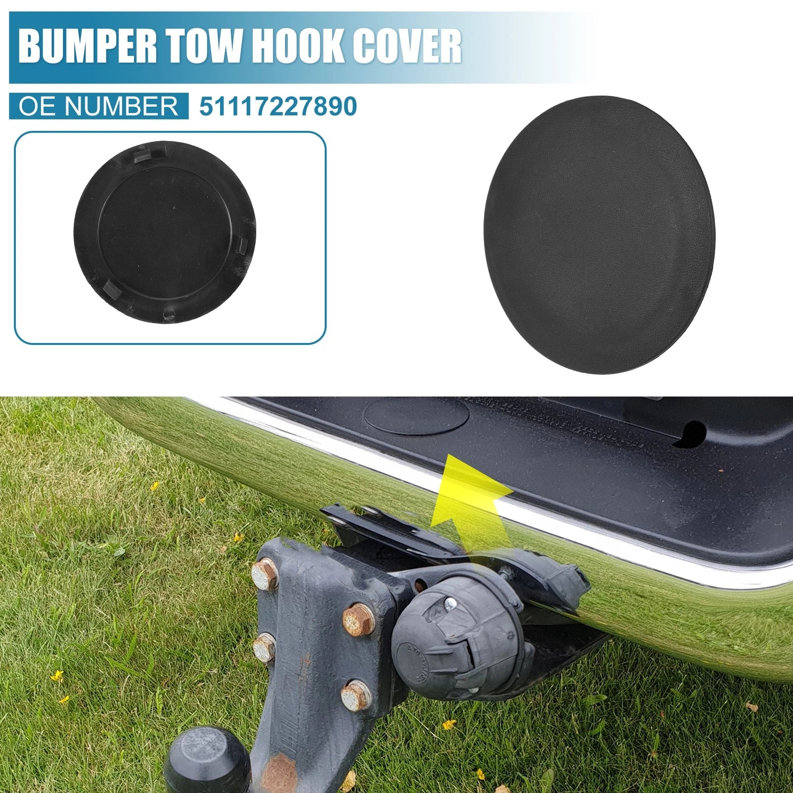 Rear Bumper Tow Hook Cover Replacement for Dodge Ram 1500-3500 (2013–2018)