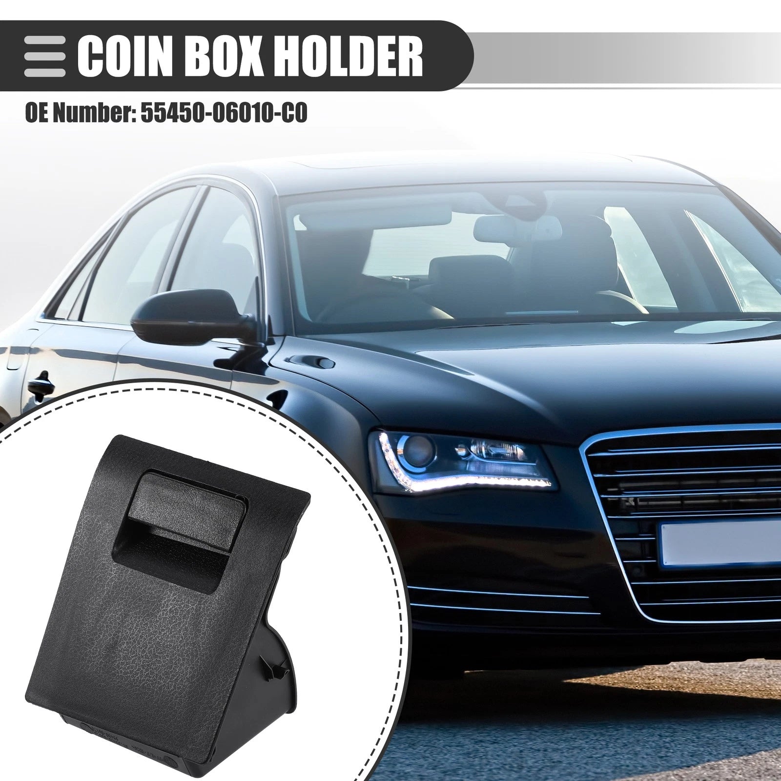 Coin Change Box Holder for Toyota Camry 2018–2022 ABS Black Replacement