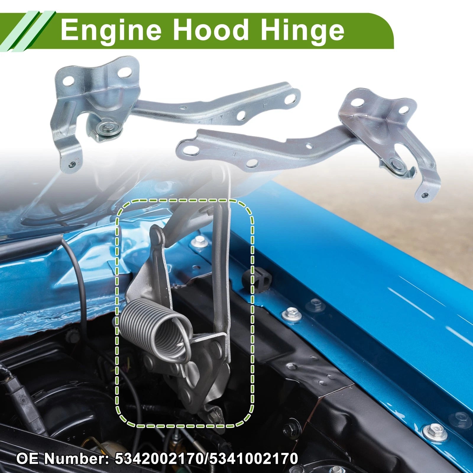 Hood Hinge Set OEM Replacement for Toyota Corolla 2009–2013 Front Pair