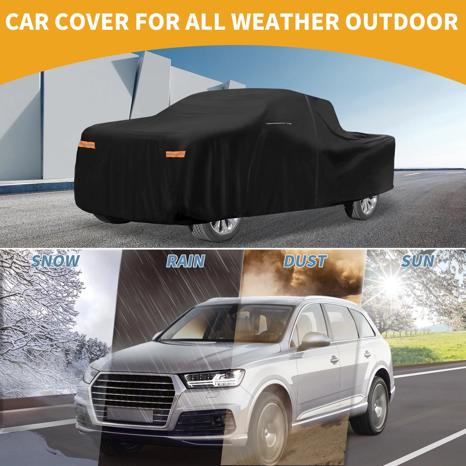 Car Cover Waterproof All Weather for Chevy Silverado (2007–2013) with Zipper