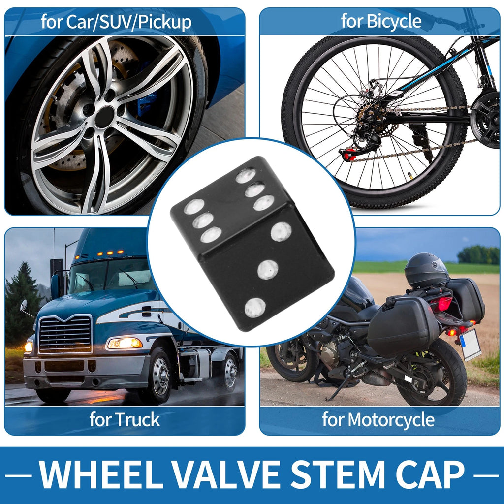 Valve Stem Caps 15x15MM Black Replacement for Car SUV Bike RV (4-Pack)