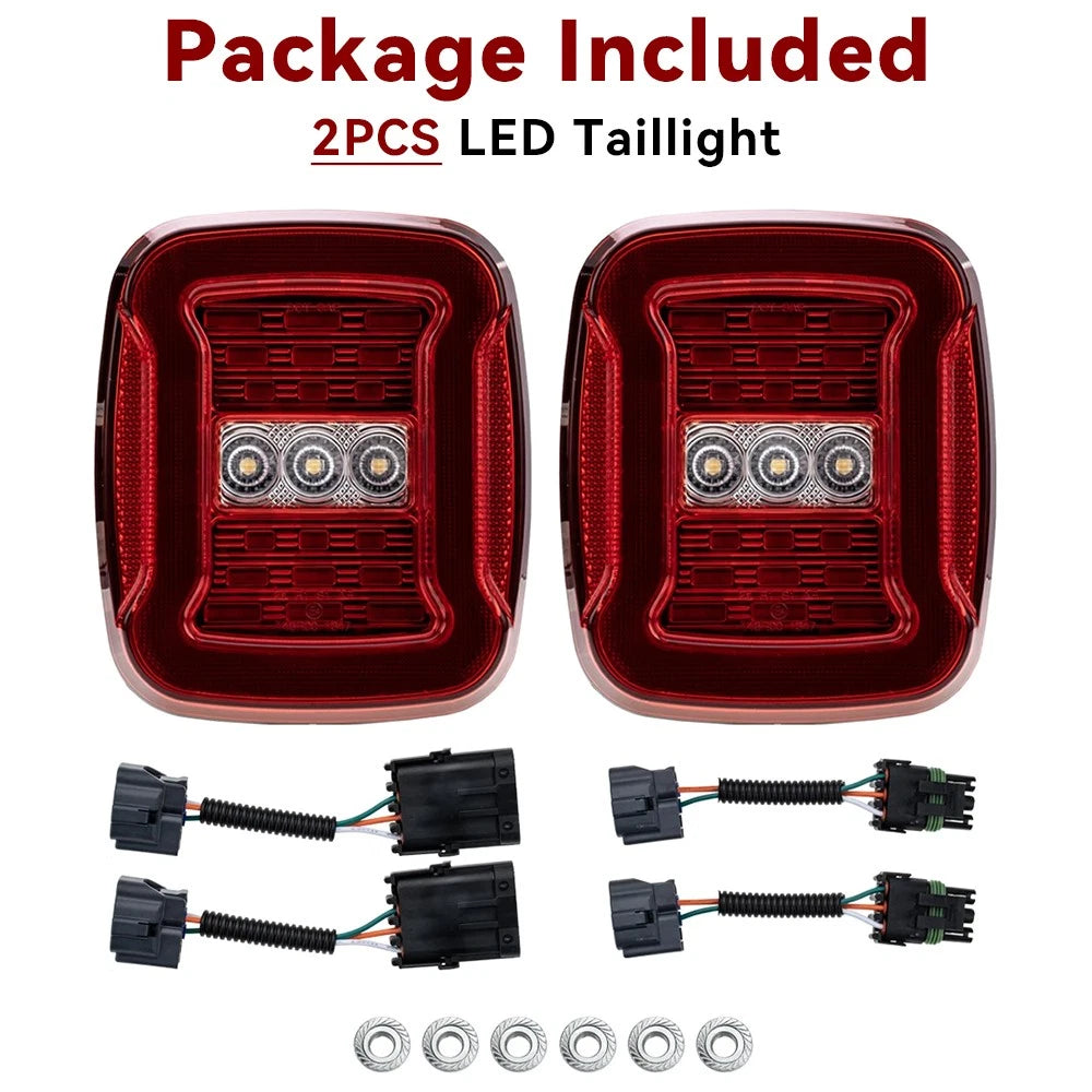 2X Red LED Tail Lights for Jeep Wrangler (1997–2006)