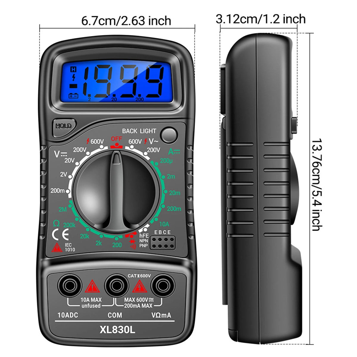 Digital Multimeter Voltmeter Ammeter Ohmmeter Tester with Leads