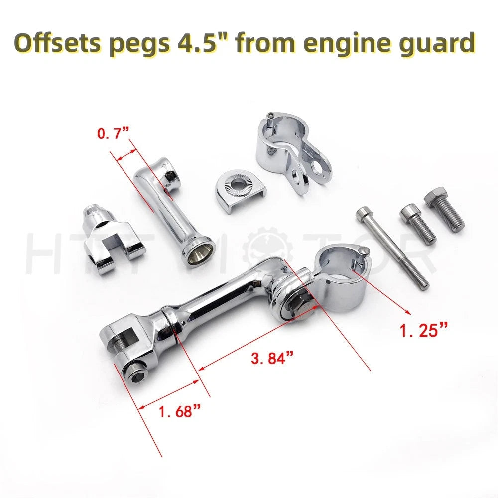 Chrome Footrest Foot Peg Mounting Kits for Harley-Davidson (w/1 1/4" Bars)