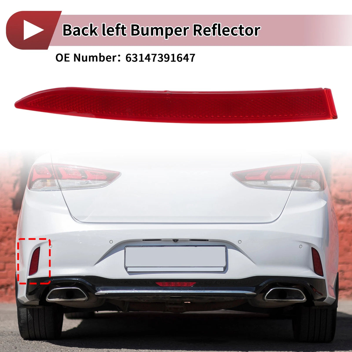 Rear Left Bumper Reflector No. 63147391647 for BMW 6 Series (2018–2022)
