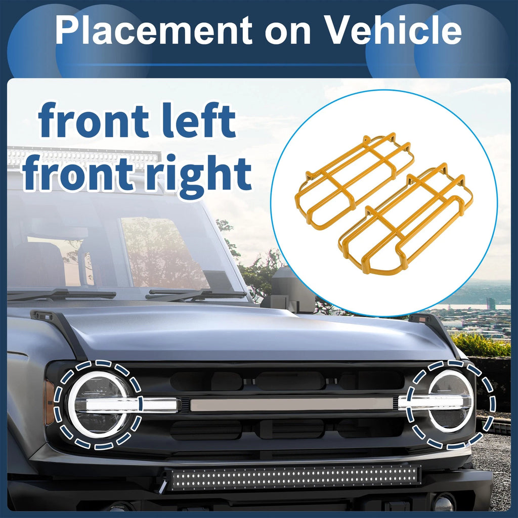 1 Pair Headlight Trim Bezel for Ford Bronco - Yellow