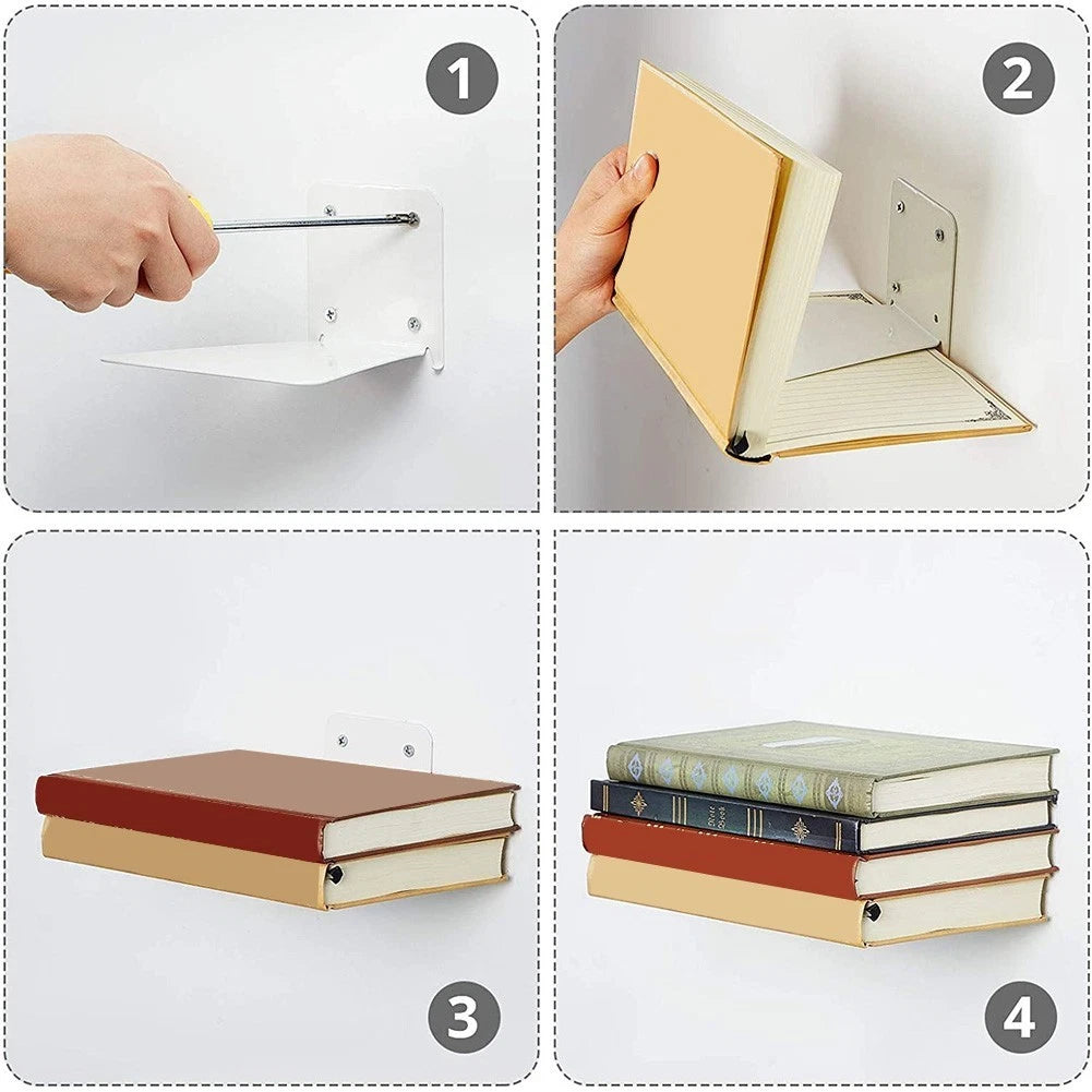 Invisible Bookshelf Metal Floating Shelf for Office Storage