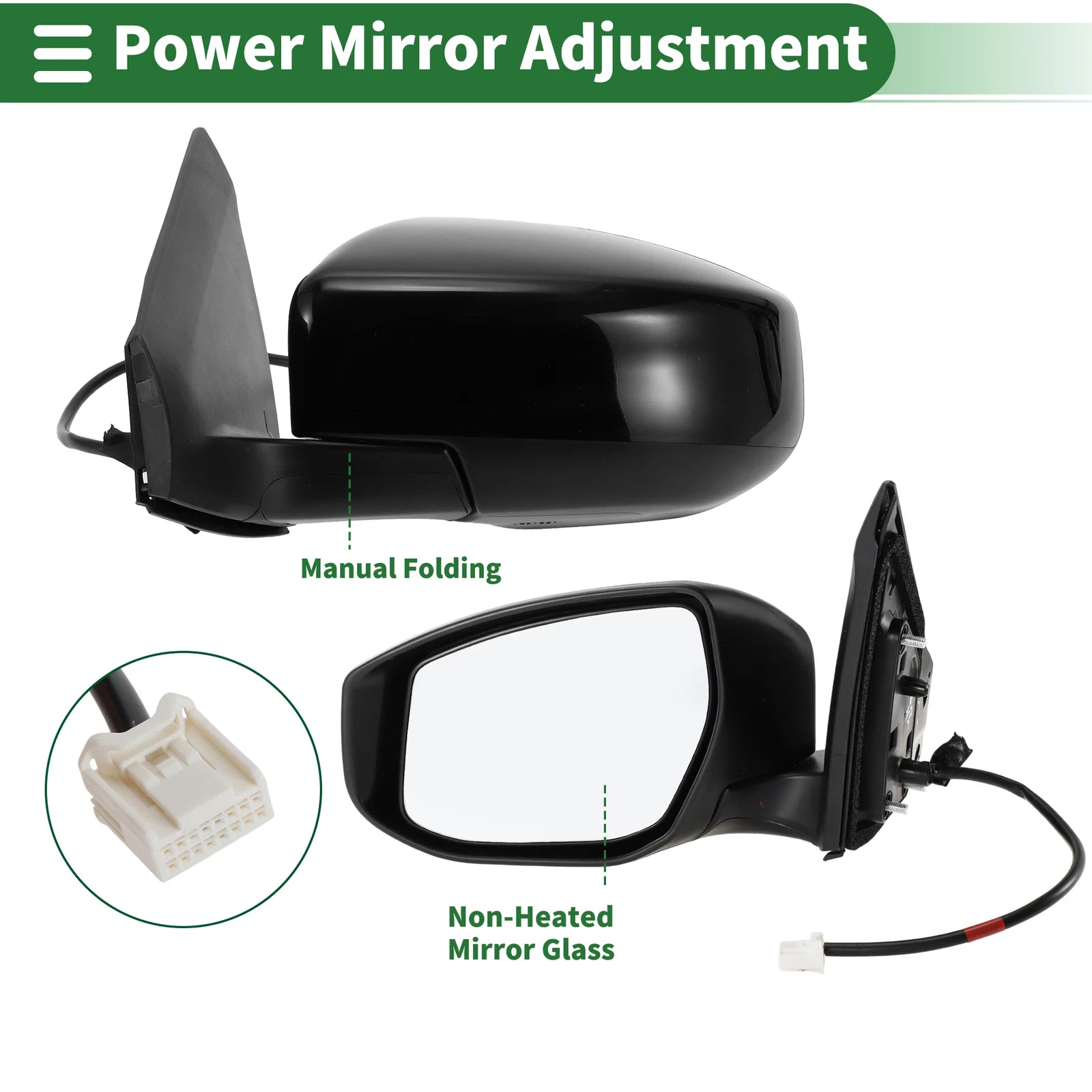 Left Side Door Mirror for Nissan Sentra (2013–2015) Manual Folding Black