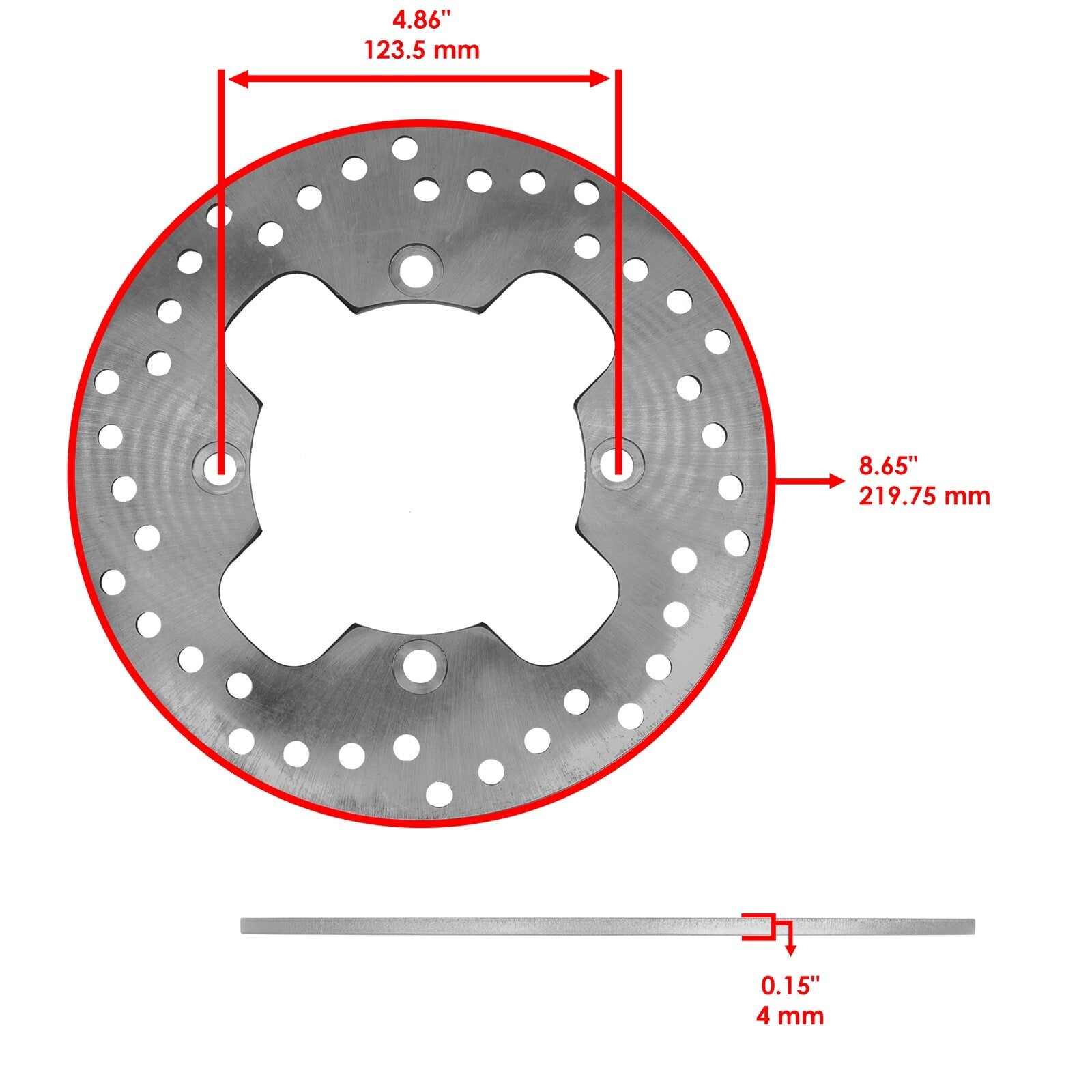 Rear Brake Disc with Bolt and Flange for Honda TRX400X (2009–2014)