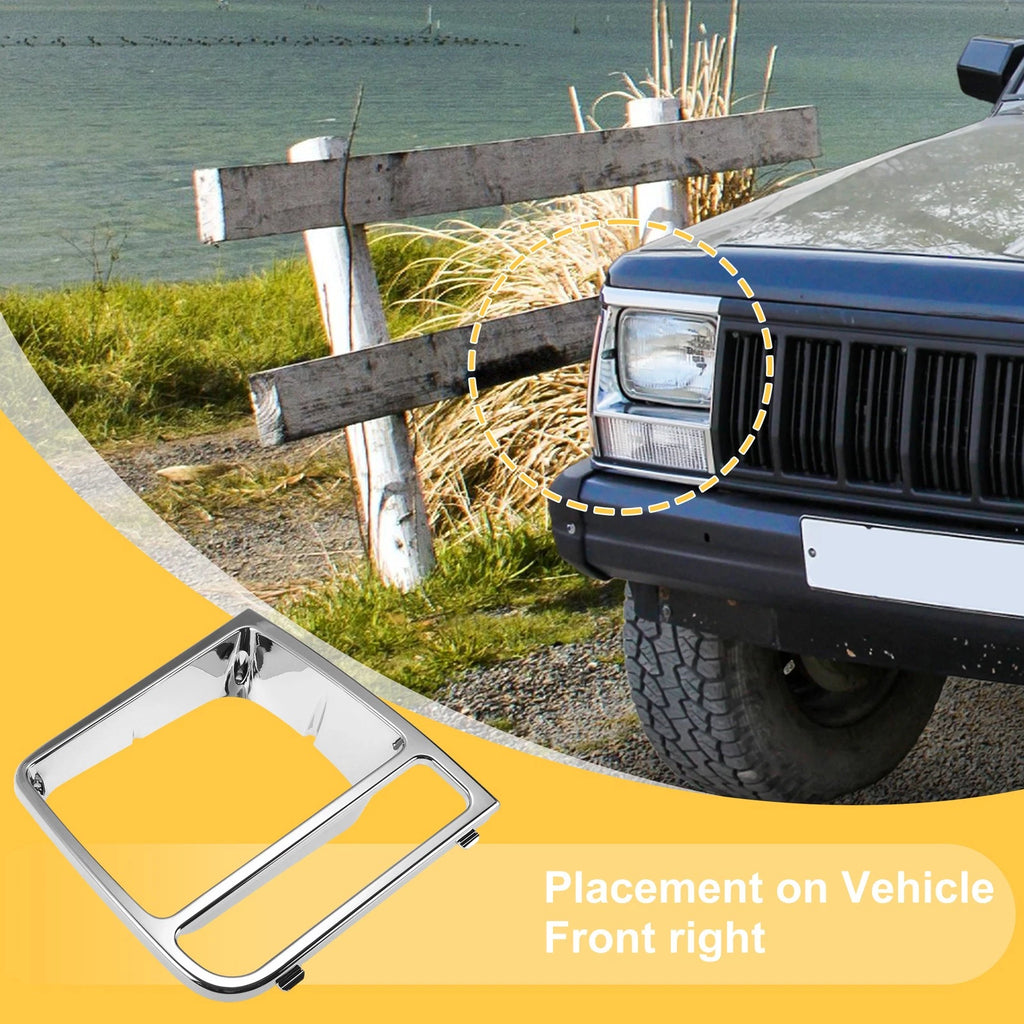 Front Right Headlamp Bezel for Jeep Cherokee (1997–2001) Plating
