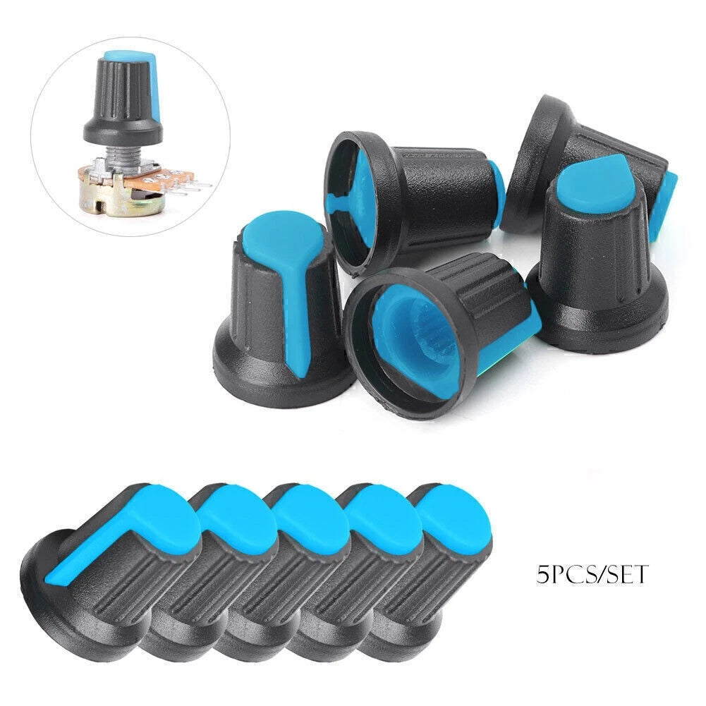 5x Potentiometer Rotary Switch Knob Plastic Control Switch Cap 15176mm 5 Color