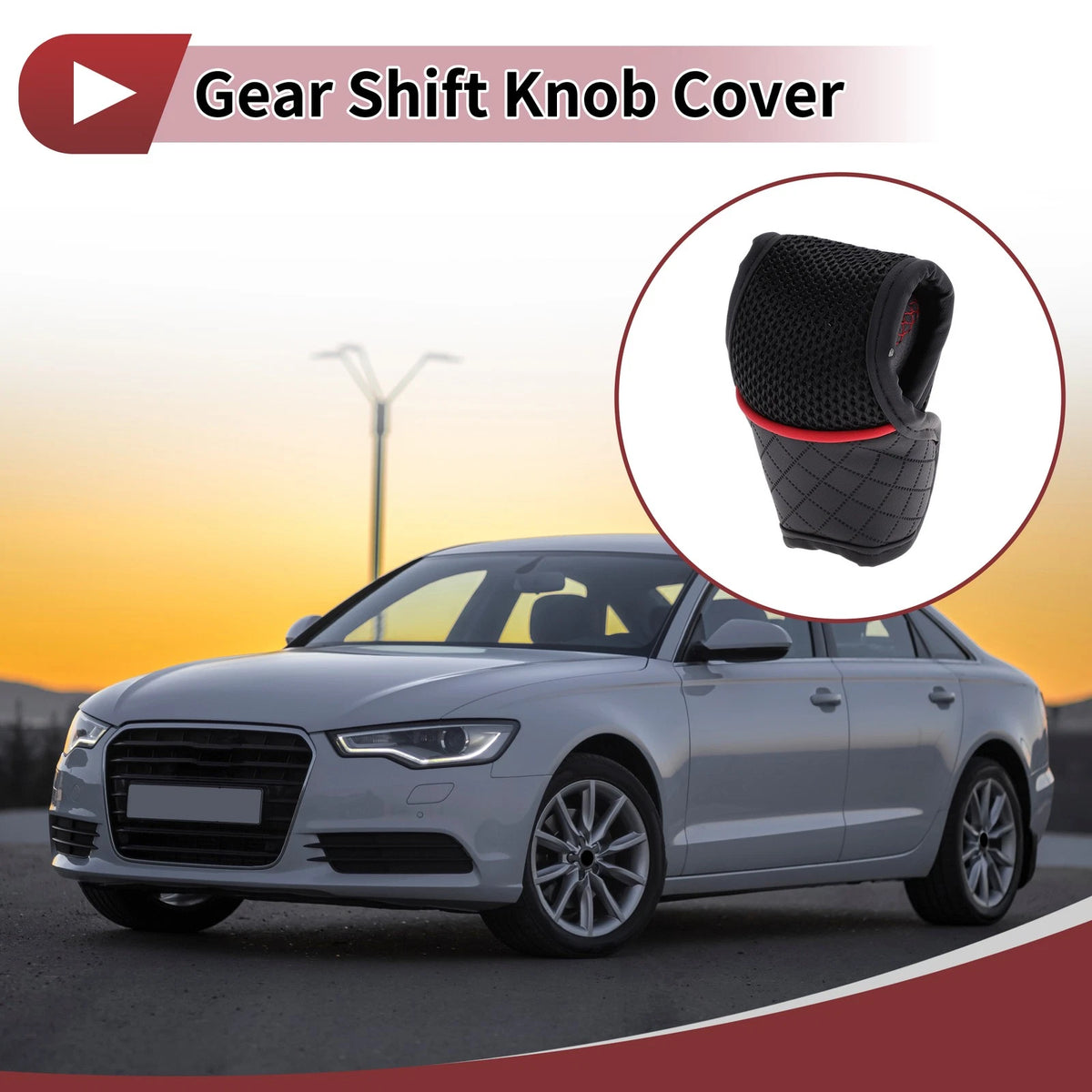 Gear Shift Knob Cover for Car SUV T-Shaped Hook Loop Black Red