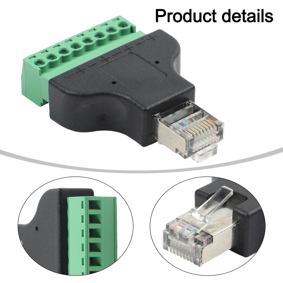 Green Screw Male Adapter for RJ45 to 8 Pin Terminal Block