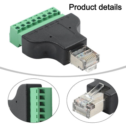 Green Screw Male Adapter for RJ45 to 8 Pin Terminal Block