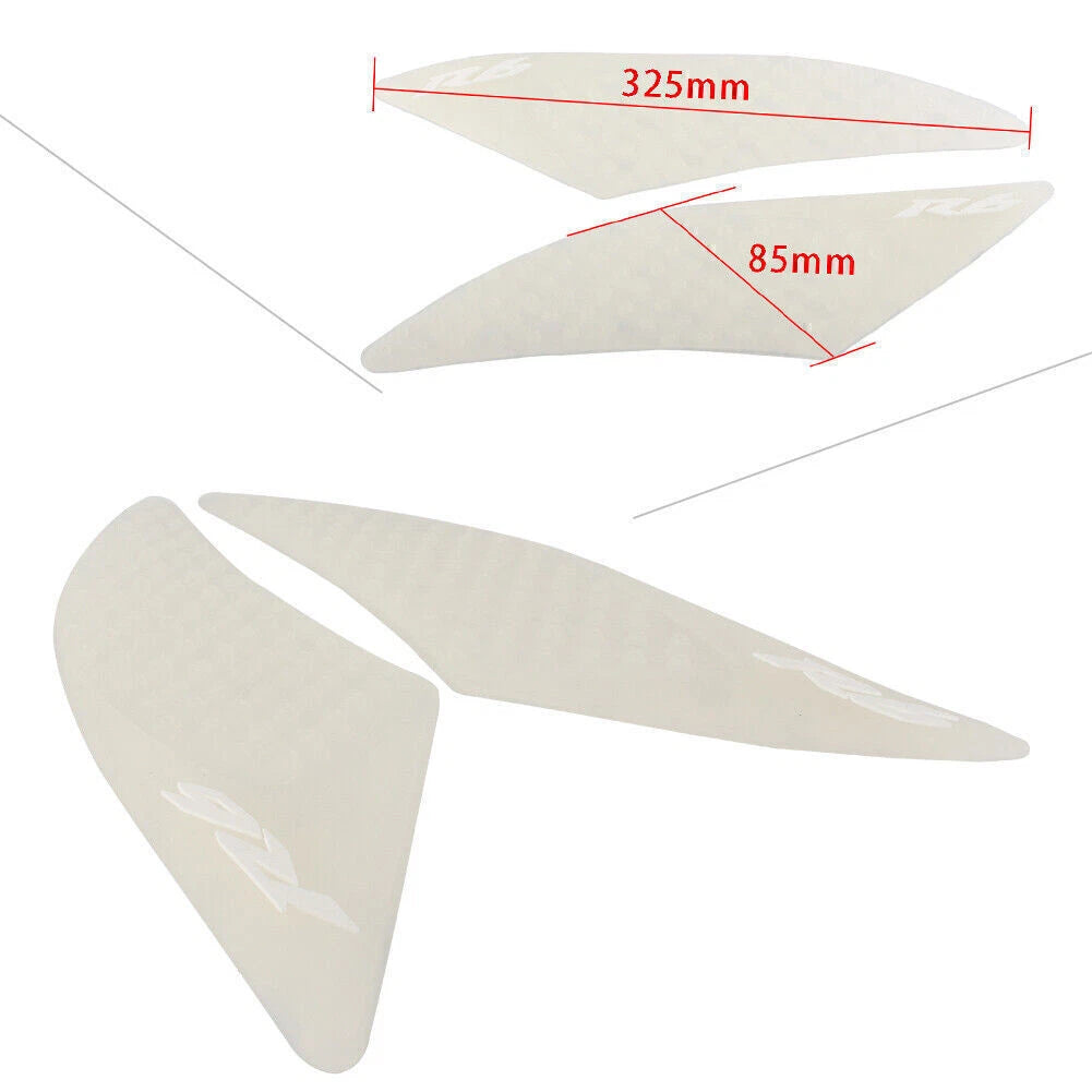 2X White Gas Tank Traction Pads for Yamaha R6 (2017–2018)