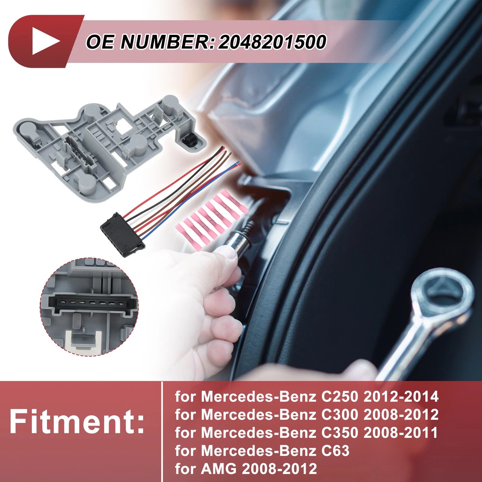 Left Tail Light Socket Wiring Replacement for Mercedes-Benz C250 (2012–2014)