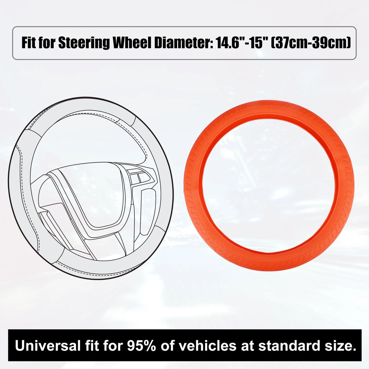 Steering Wheel Cover for Universal Cars (14.6" / 37cm) - Orange