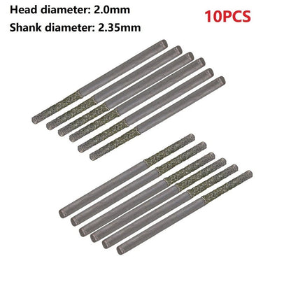 10X Diamond Coated Drill Bits 2mm Tip for Precise Gems Drilling