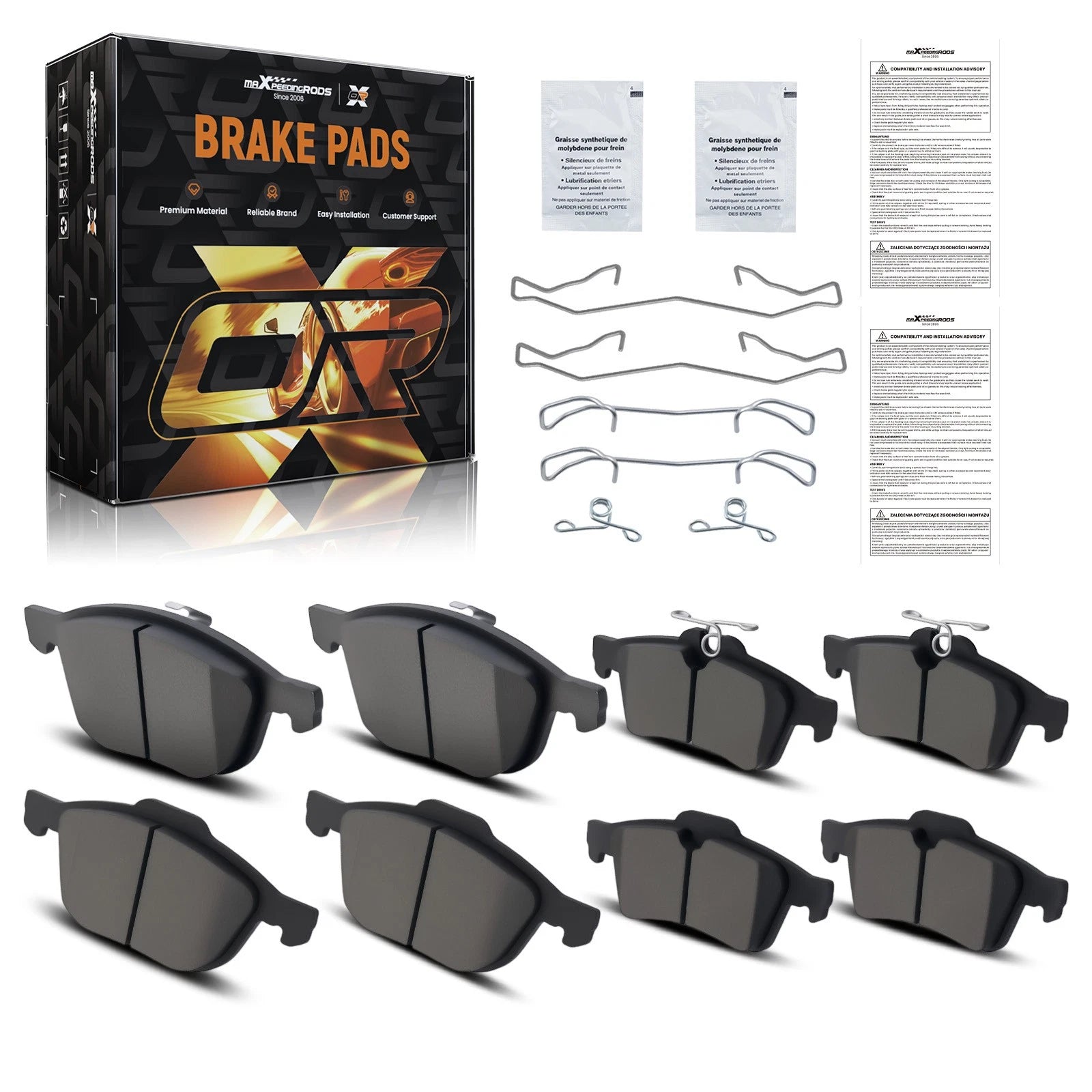 Ceramic Brake Pads Kit for Mazda 3 (2005–2013), Mazda 5 (2006–2010, 2012–2015)