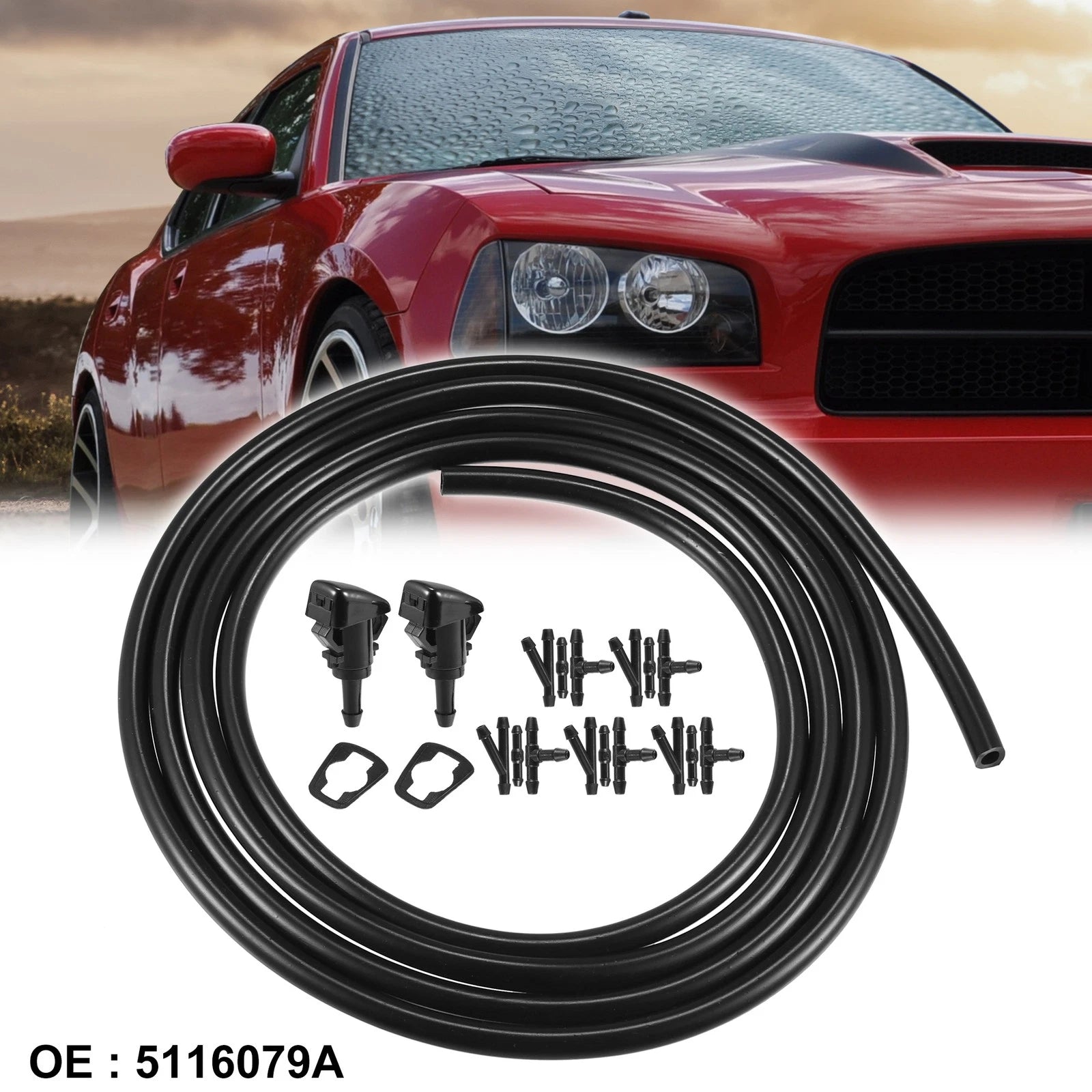Windshield Washer Nozzle Hose Kit 2PCS for Chrysler Dodge (2008–2017)