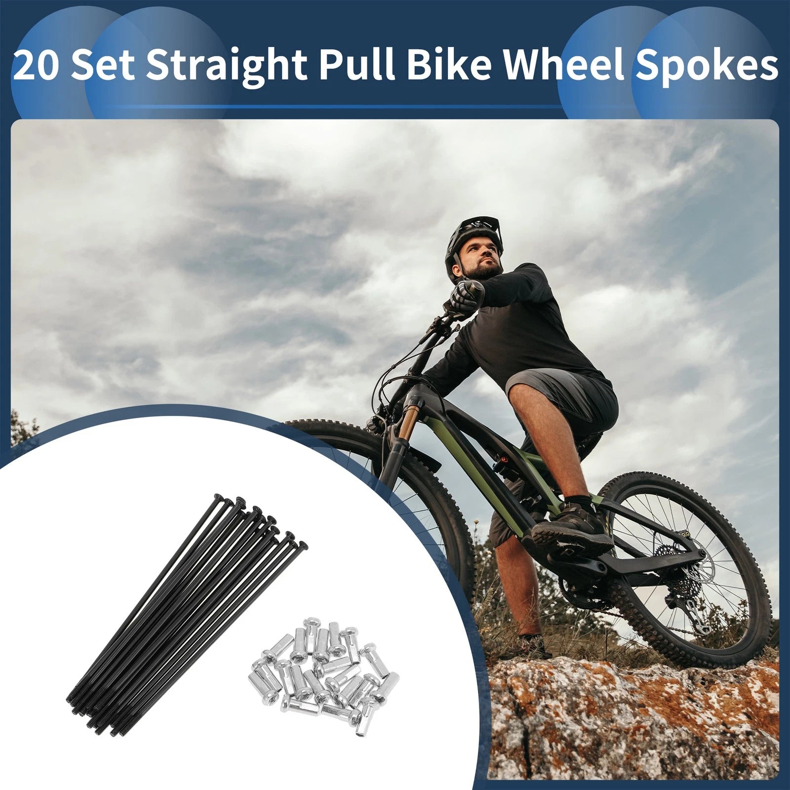 Bicycle Spokes Straight Pull 89mm Carbon Steel Black for 14G (1 Set)