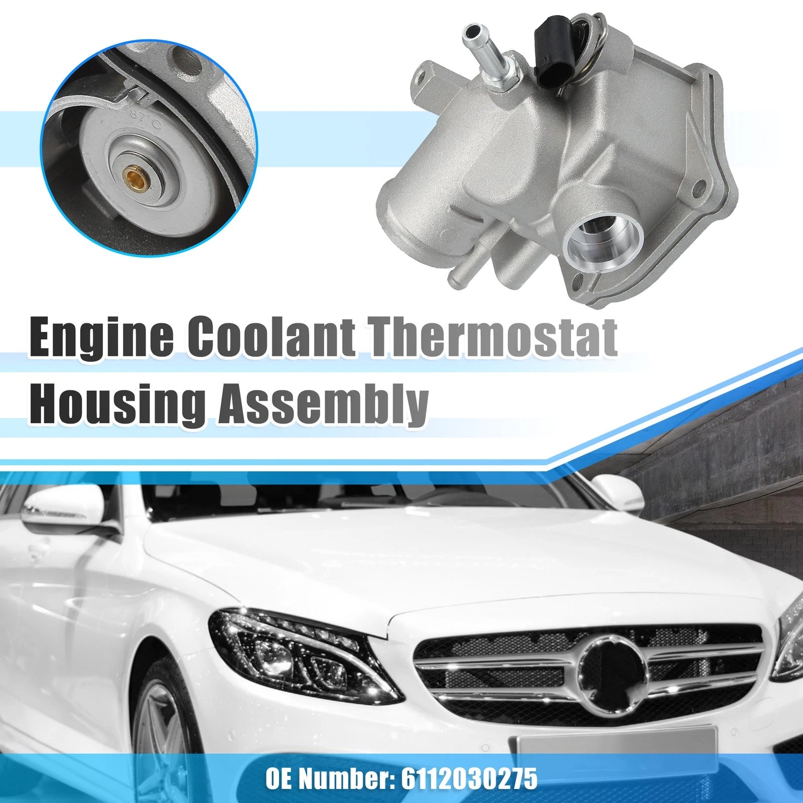 Engine Coolant Thermostat Housing Assembly Replacement for Mercedes C-Class (2008–2021)