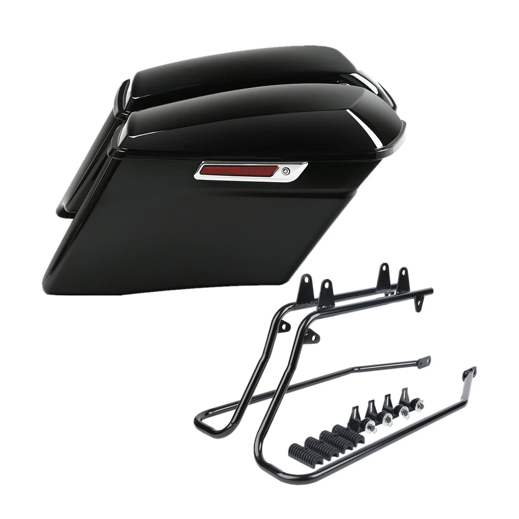 4" Stretched Hard Saddlebag & Conversion Brackets for Harley Softail (1984–2017)