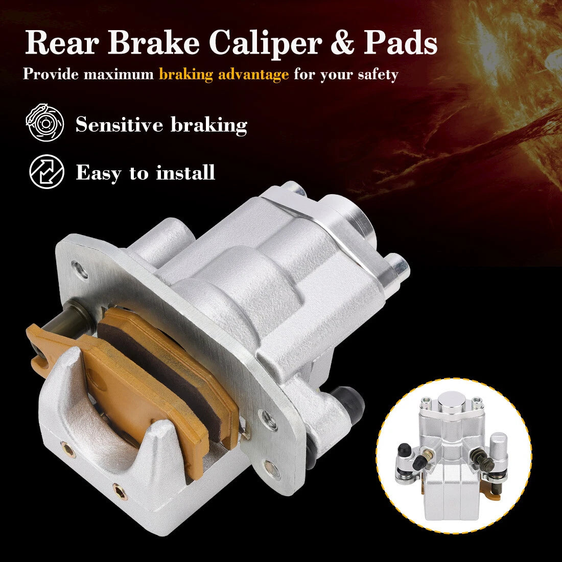 Rear Brake Caliper with Pads for Yamaha Raptor 700 700R YFM700R (2006–2012)