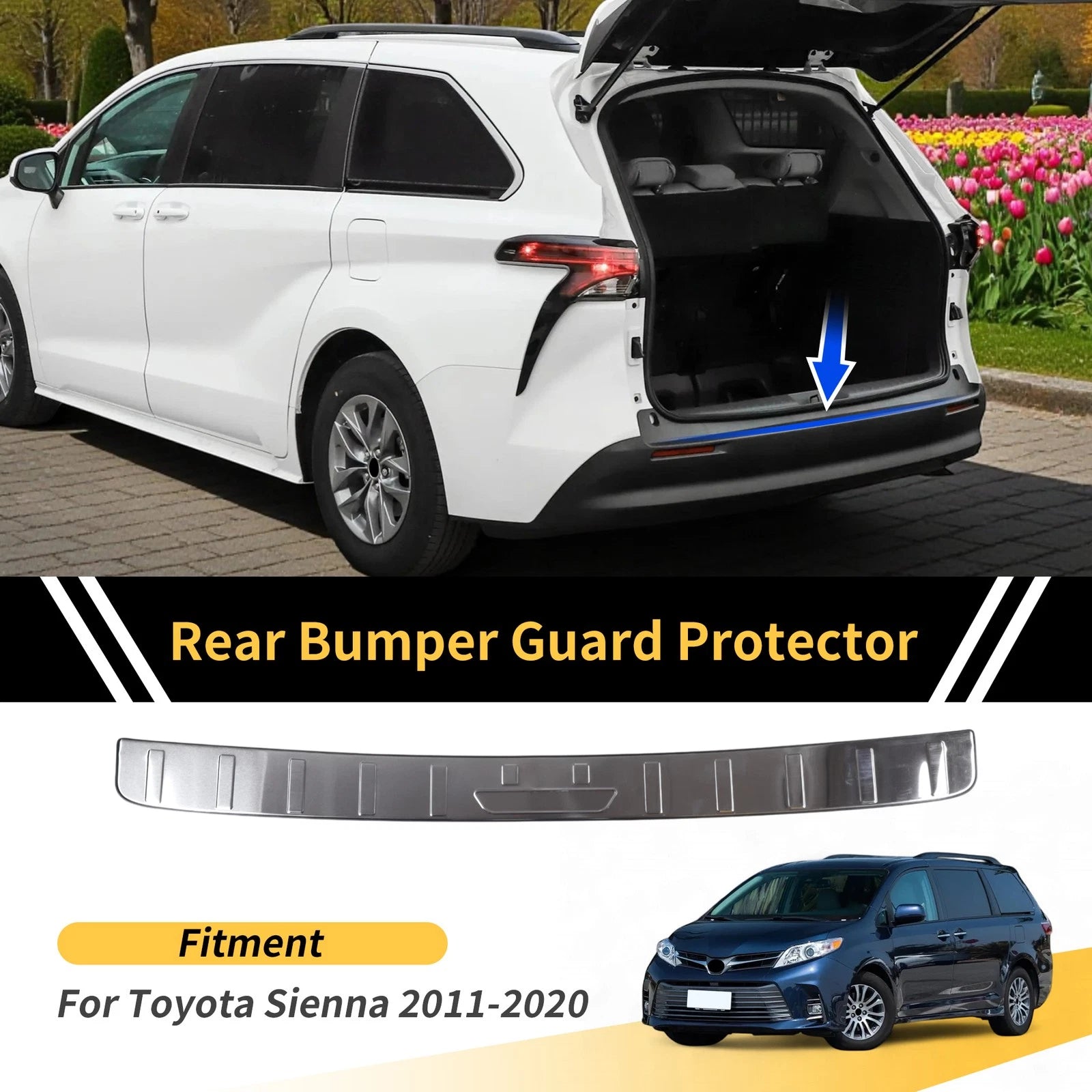 Rear Bumper Topper Replacement for Toyota Sienna (2011–2020) Silver
