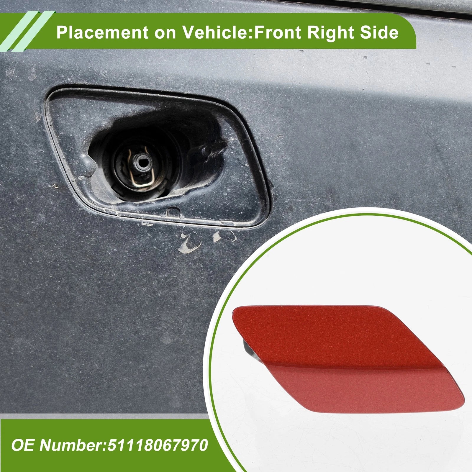 Front Right Washer Nozzle Cover Cap Replacement for BMW 320i (2013–2018)