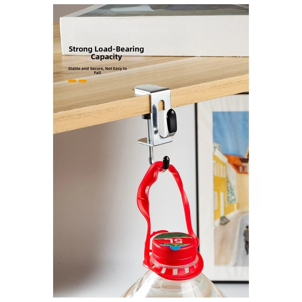 Tool-Free Adjustable Desk Hanger with 2 Hooks for Backpacks and Keys