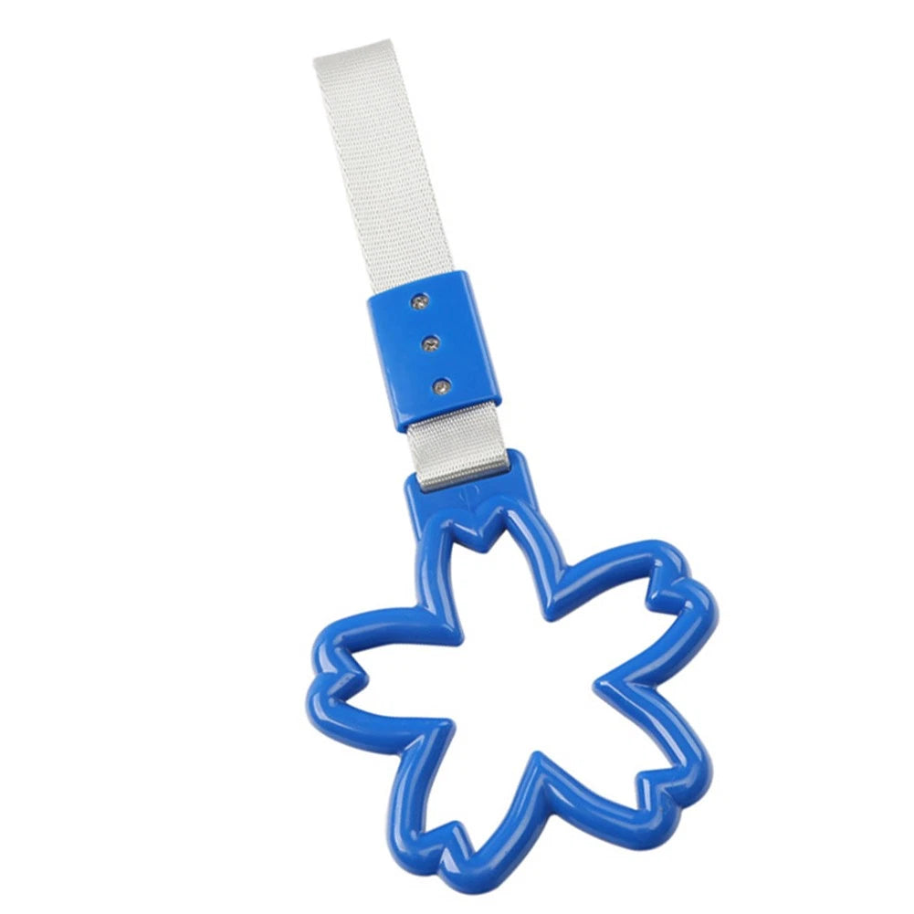 Cherry Blossom Ring Handle Strap for Train Bus (White)