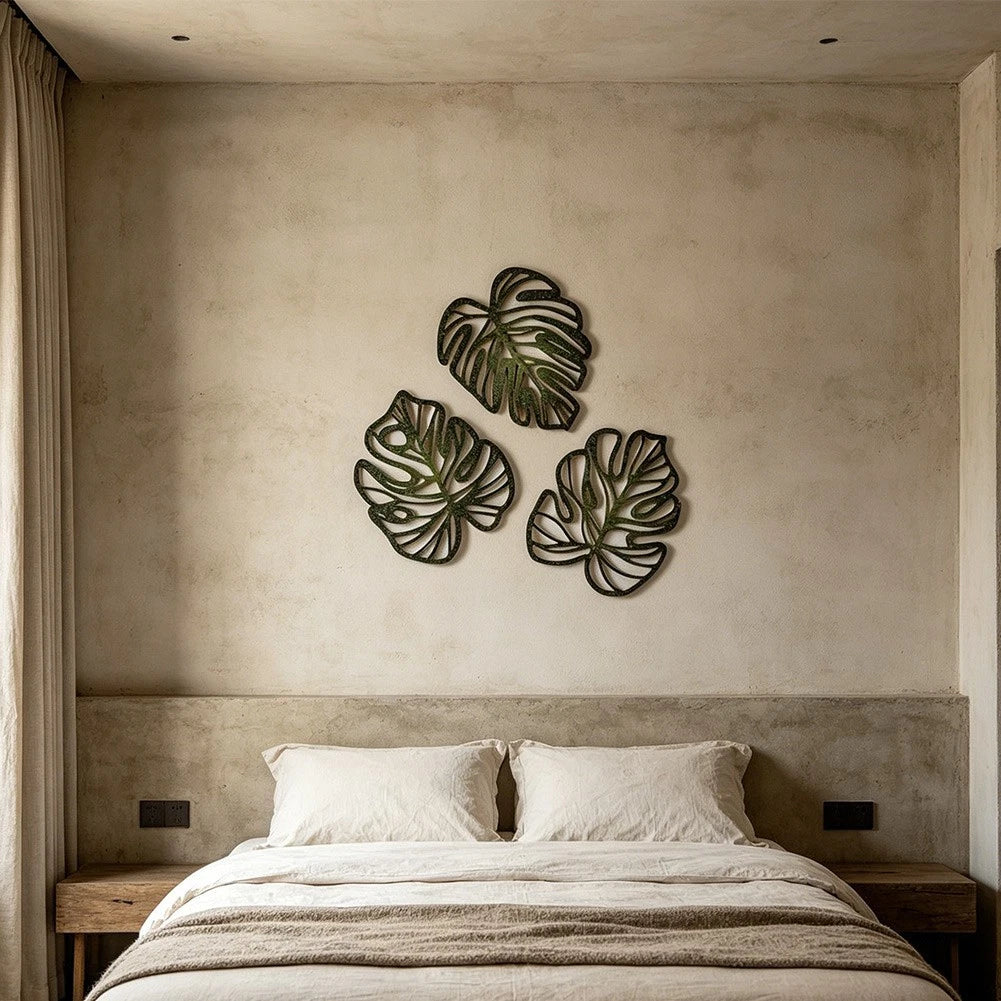 Set of 2 Metal Palm Leaf Wall Art for Living Room Decor