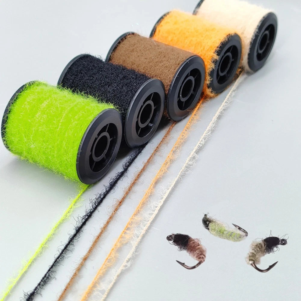 Chenille Nymph Body Material 20 Meter Spool - White, Black, Beige, Brown