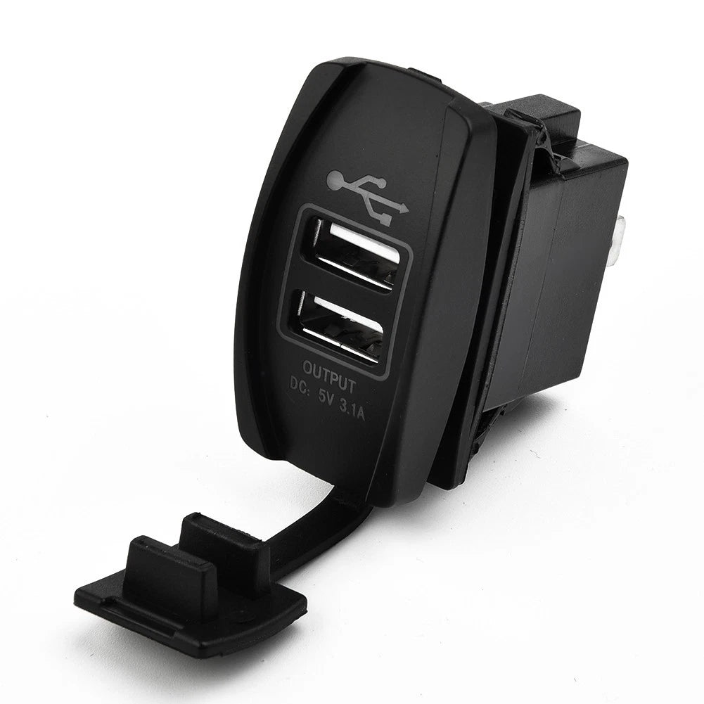 USB Power Charger with White LED Indicator for Vehicle Boat Use
