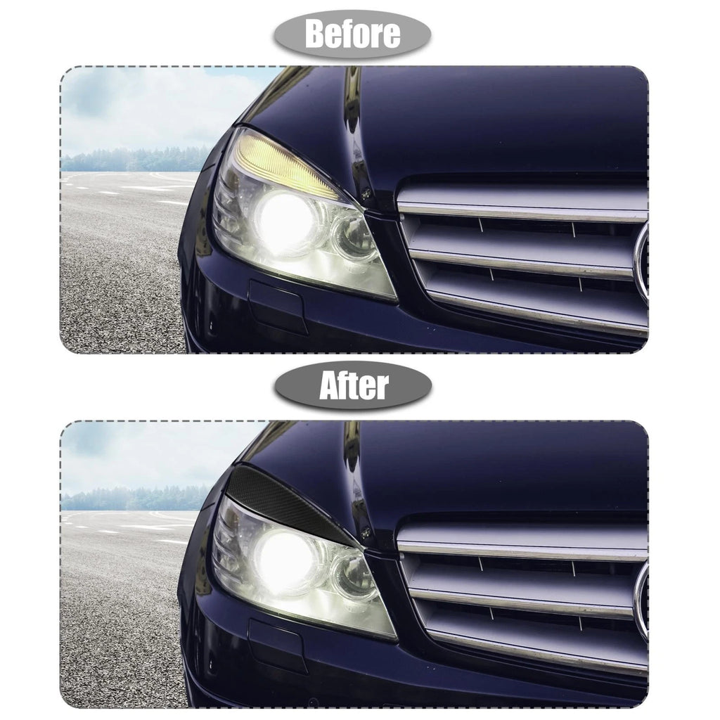 Headlight Eyebrows Sticker for Mercedes-Benz W204 Carbon Fiber Pattern (1 Pair)