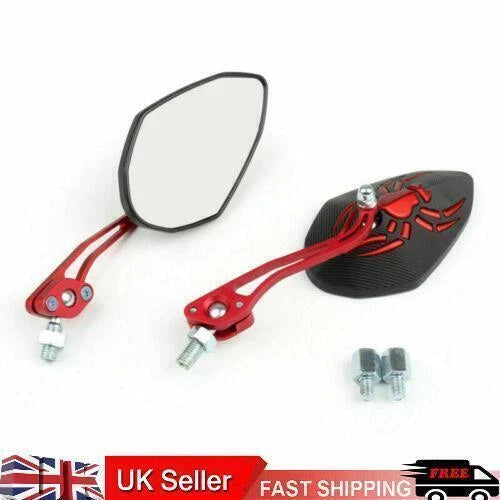 Universal 8mm 10mm Motorcycle Rear View Side Mirrors Red