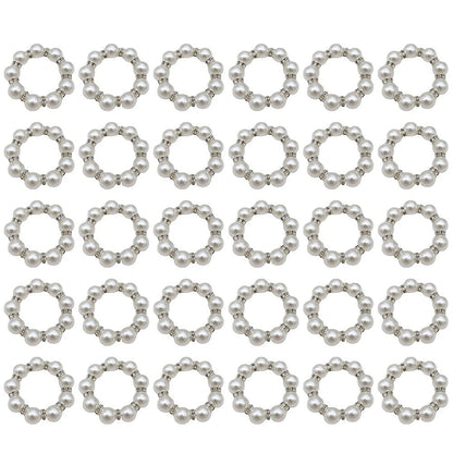 Elegant Silver Pearl Napkin Rings Pack of 30 for Table Decor