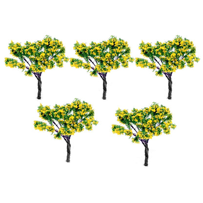 20x Yellow Flower Model Trees Train Railroad Layout Diorama Scenery Decor 6.5cm