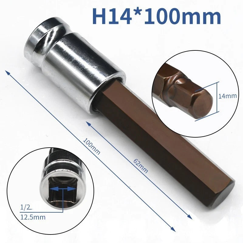 1/2 Socket Tool for S2 Alloy Steel Bits (Works with Ratchet Wrench)
