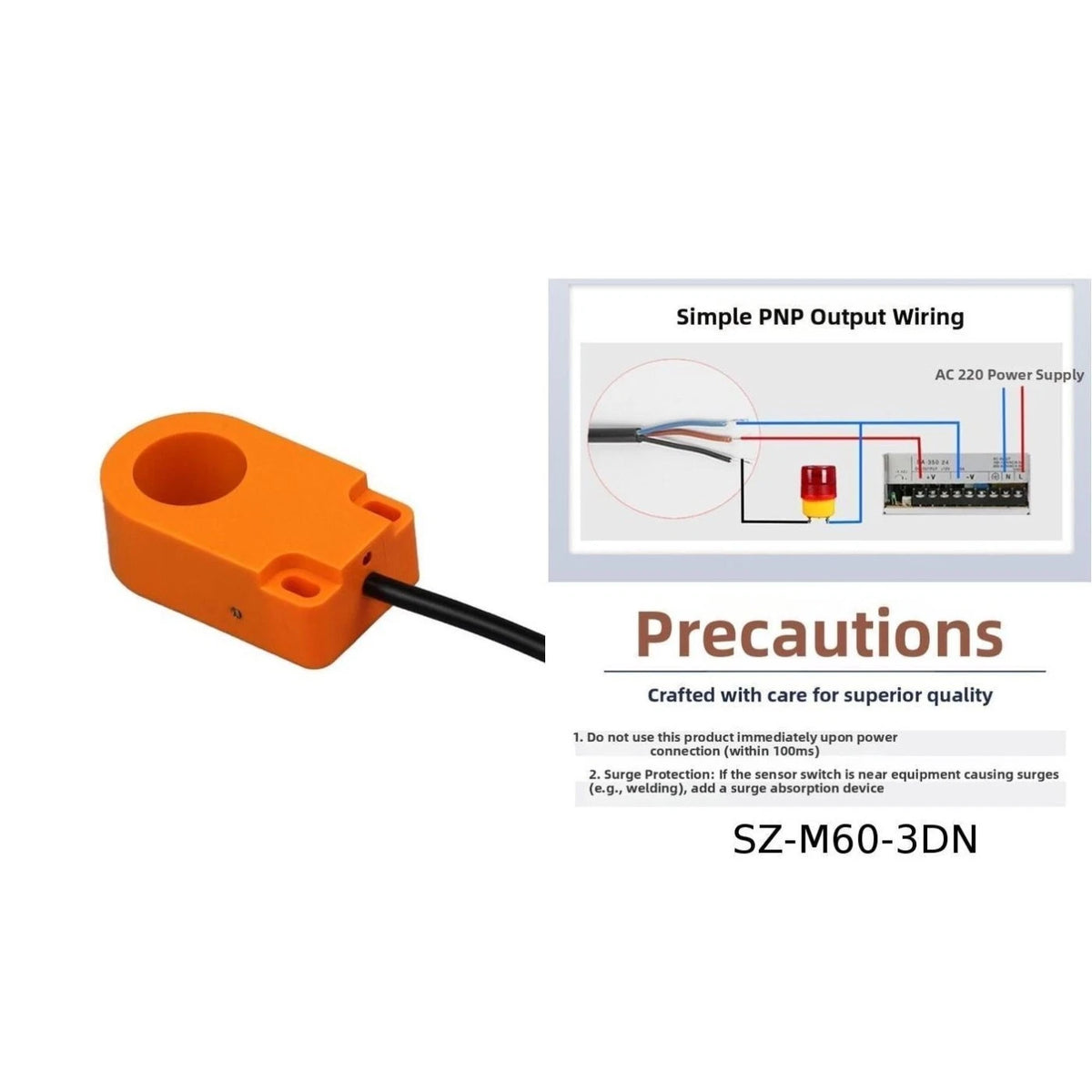 Annular Proximity Switch Sensor for Metal Detection DC 12V 24V
