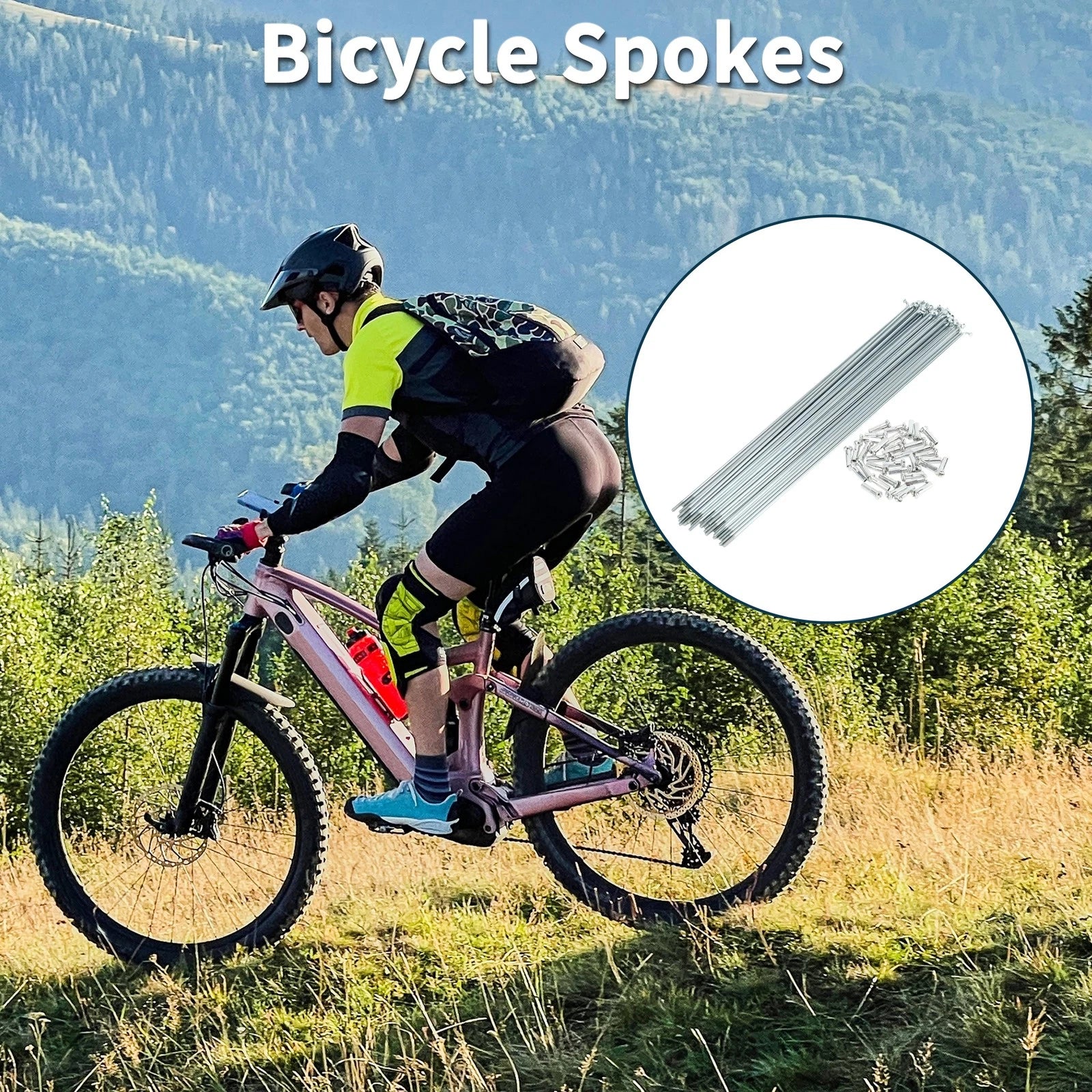Bicycle Spoke Nipple Set 223mm Carbon Steel Galvanized Universal (Qty 1)