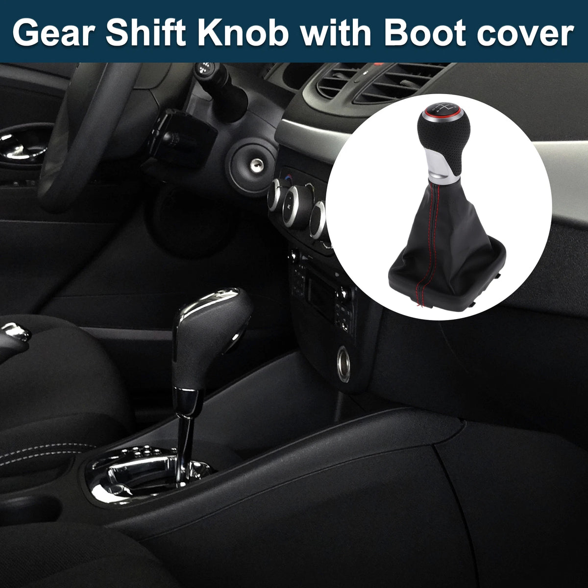 5 Speed Shift Knob with Boot Cover for Audi A3 S3 8P (2003–2013) Black Red
