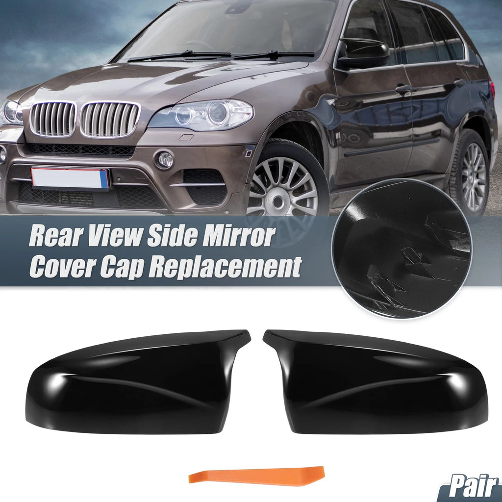 Rearview Mirror Cover Replacement Gloss Black for BMW X5 X6 E70 E71 (2008–2013)