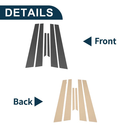 Door Pillar Window Trim Kit 6 Pcs for Honda Accord (1998–2002) Carbon Fiber