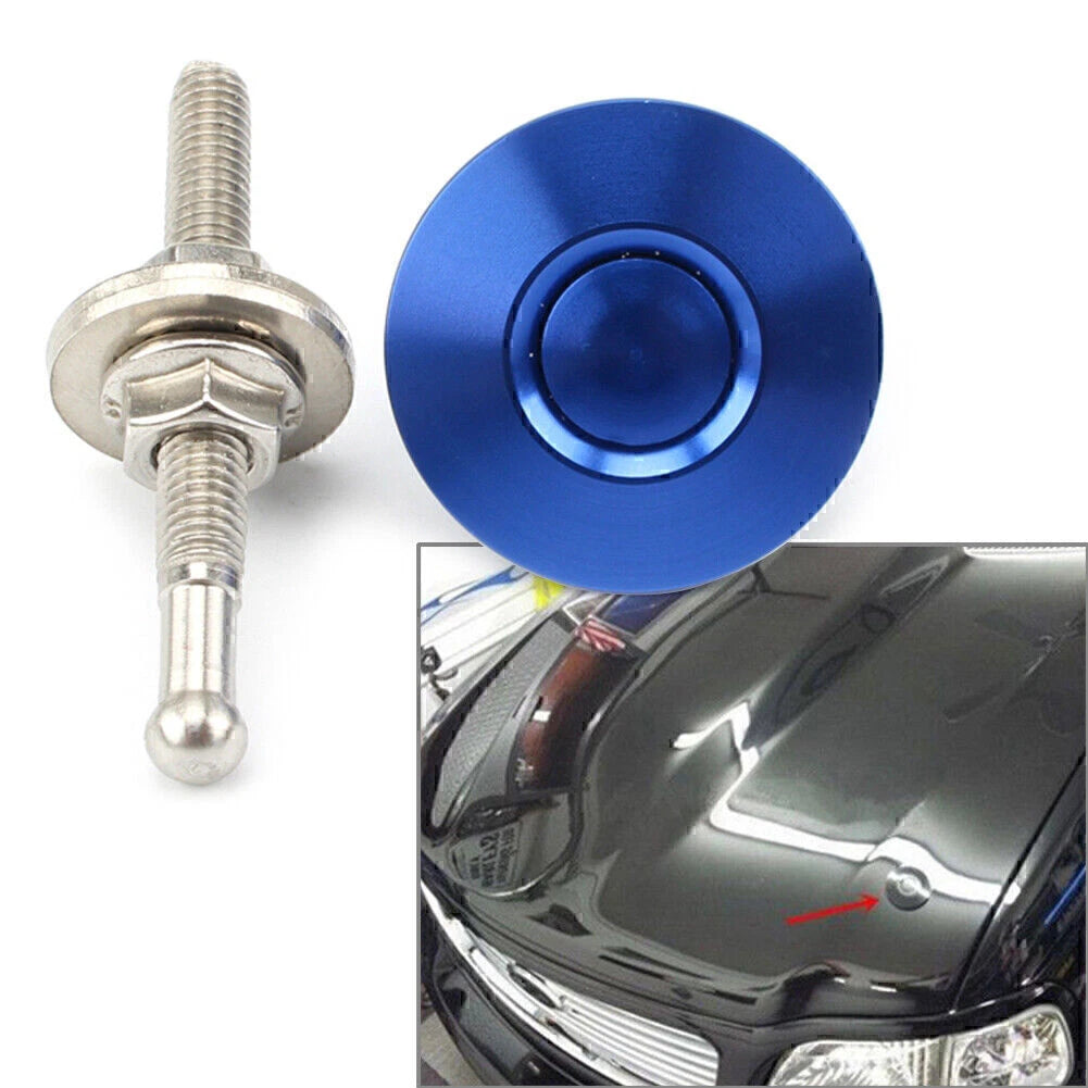 Blue Push Button Quick Release Hood Pins for Universal Vehicles